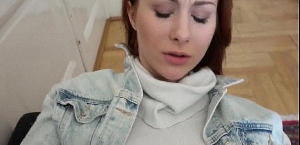  European redhead Alice Marshall flashes and fucked for money